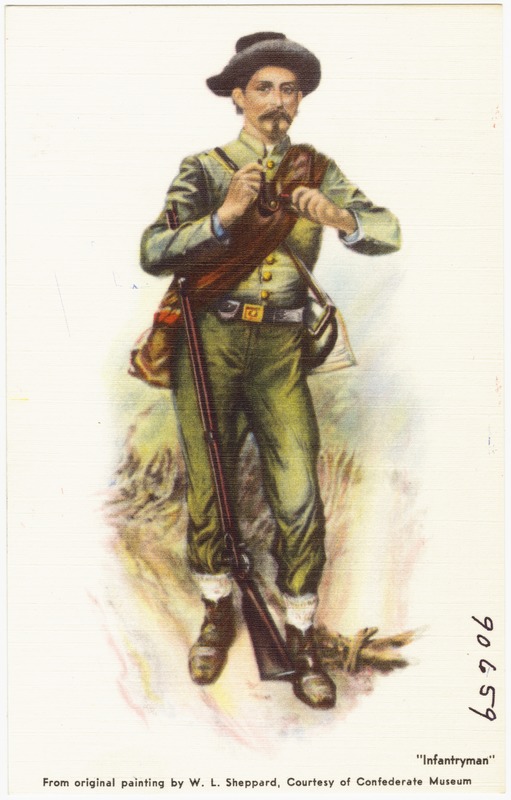 "Infantryman", from original painting W. L. Sheppard, courtesy of Confederate Museum