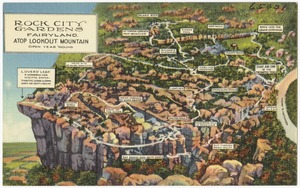 Rock City Gardens, Fairyland, atop Lookout Mountain, open year 'round