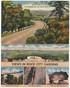 Yellow line up Lookout Mt. to Rock City. Views in Rock City Gardens