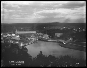 Wachusett Reservoir, Lancaster Mills and Mill Pond, from the southwest on Burdett Hill near signal, Clinton, Mass., Nov. 9, 1896