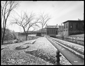 Wachusett Reservoir, Lancaster Mills gatehouse and dam, from the northeast, Clinton, Mass., Dec. 3, 1896