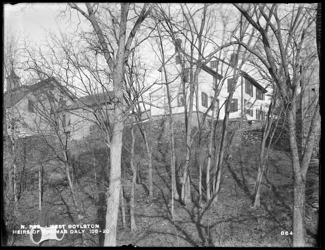 Wachusett Reservoir, Thomas Daly's heirs' house, on the south side of East Main Street, opposite Cross Street, from the south on Central Massachusetts Railroad track, near bridge, West Boylston, Mass., Dec. 14, 1896