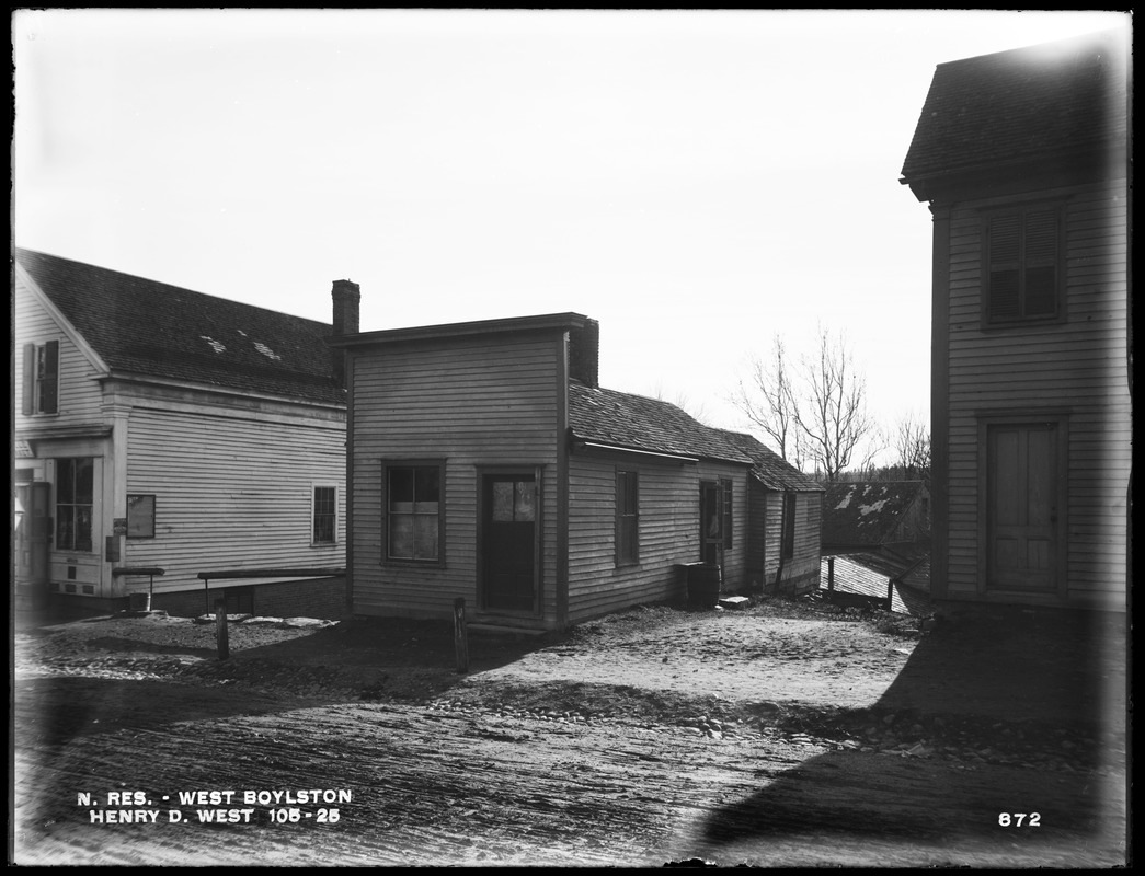 Wachusett Reservoir, Henry D. West's house, on the south side of East Main Street, near Prospect Street, from the north in East Main Street, West Boylston, Mass., Dec. 14, 1896