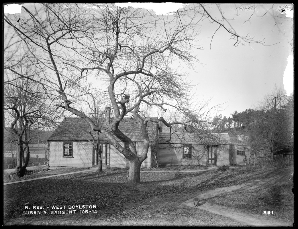 Wachusett Reservoir, Susan A. Sargent's house, corner of East Main and Fletcher Streets, from the east near Fletcher Street, West Boylston, Mass., Dec. 15, 1896
