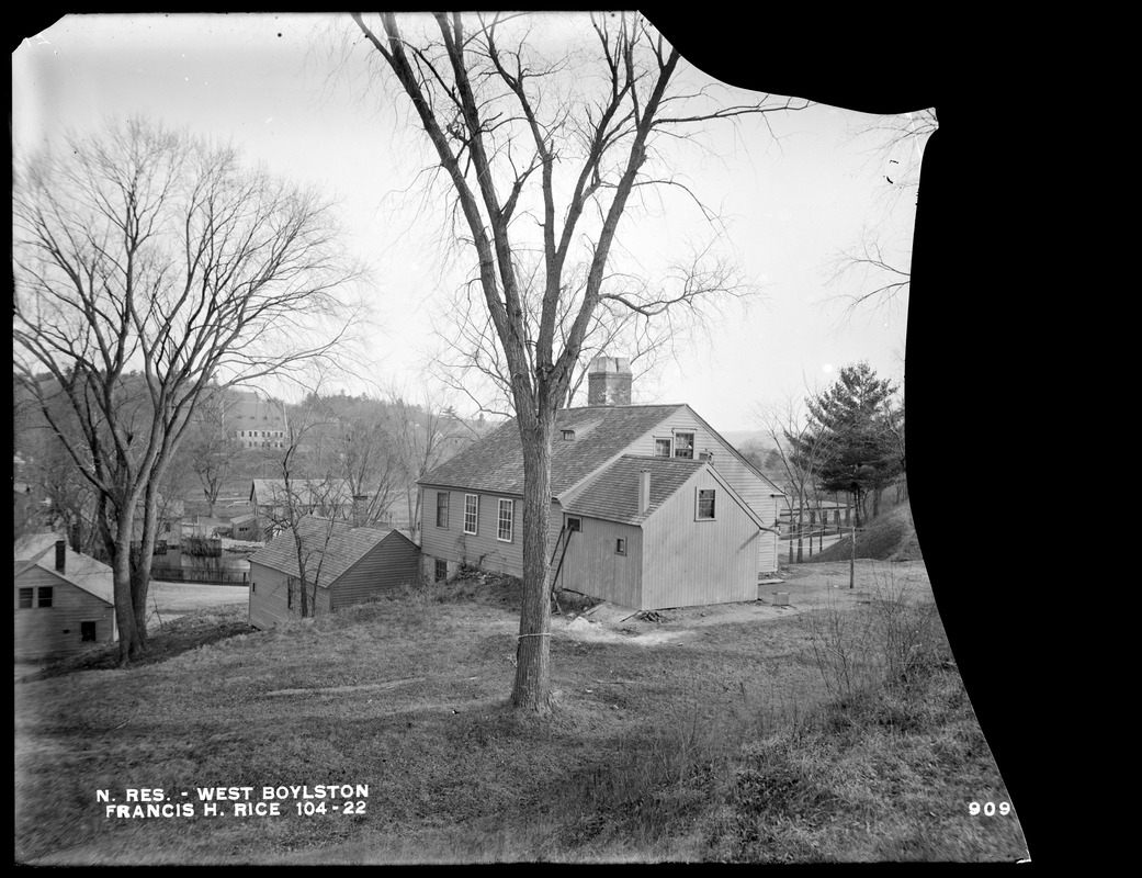 Wachusett Reservoir, Francis H. Rice's house, near the west side of Holbrook Street, from the west in field, West Boylston, Mass., Dec. 15, 1896