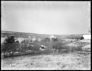 Wachusett Reservoir, Olive H. Hastings' buildings, on the east side of North Main Street, from the east at top of bank back of house, Oakdale, West Boylston, Mass., Dec. 22, 1896