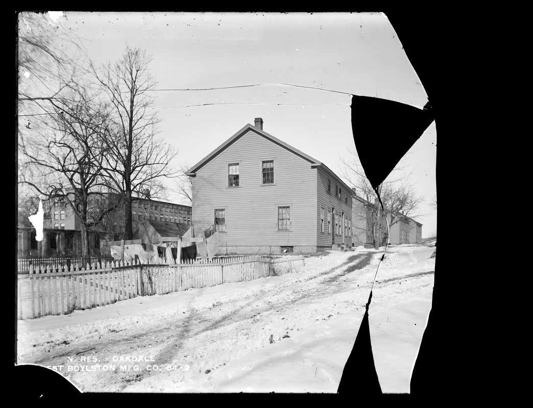 Wachusett Reservoir, West Boylston Manufacturing Company's houses, on west side of private way, leading off of North Main Street, near Pleasant Street, from the south, Oakdale, West Boylston, Mass., Dec. 22, 1896
