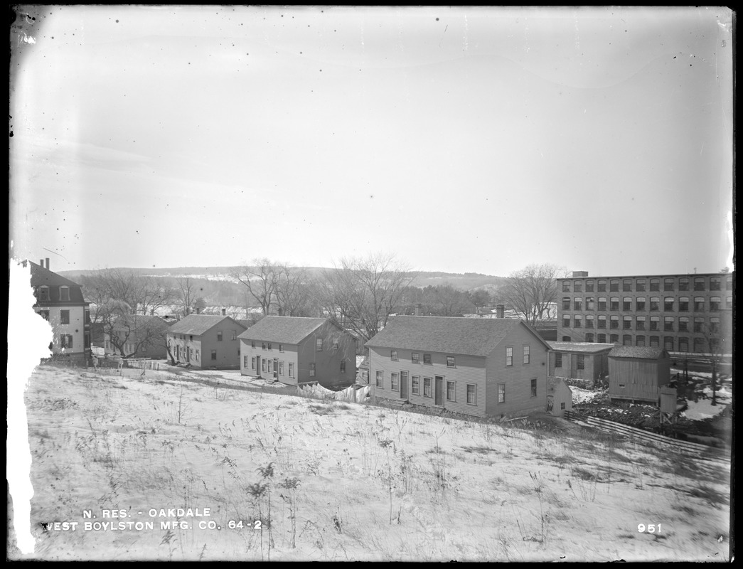 Wachusett Reservoir, West Boylston Manufacturing Company's houses, on the west side of private way, leading off of North Main Street, near Pleasant Street, from the north, Oakdale, West Boylston, Mass., Dec. 22, 1896