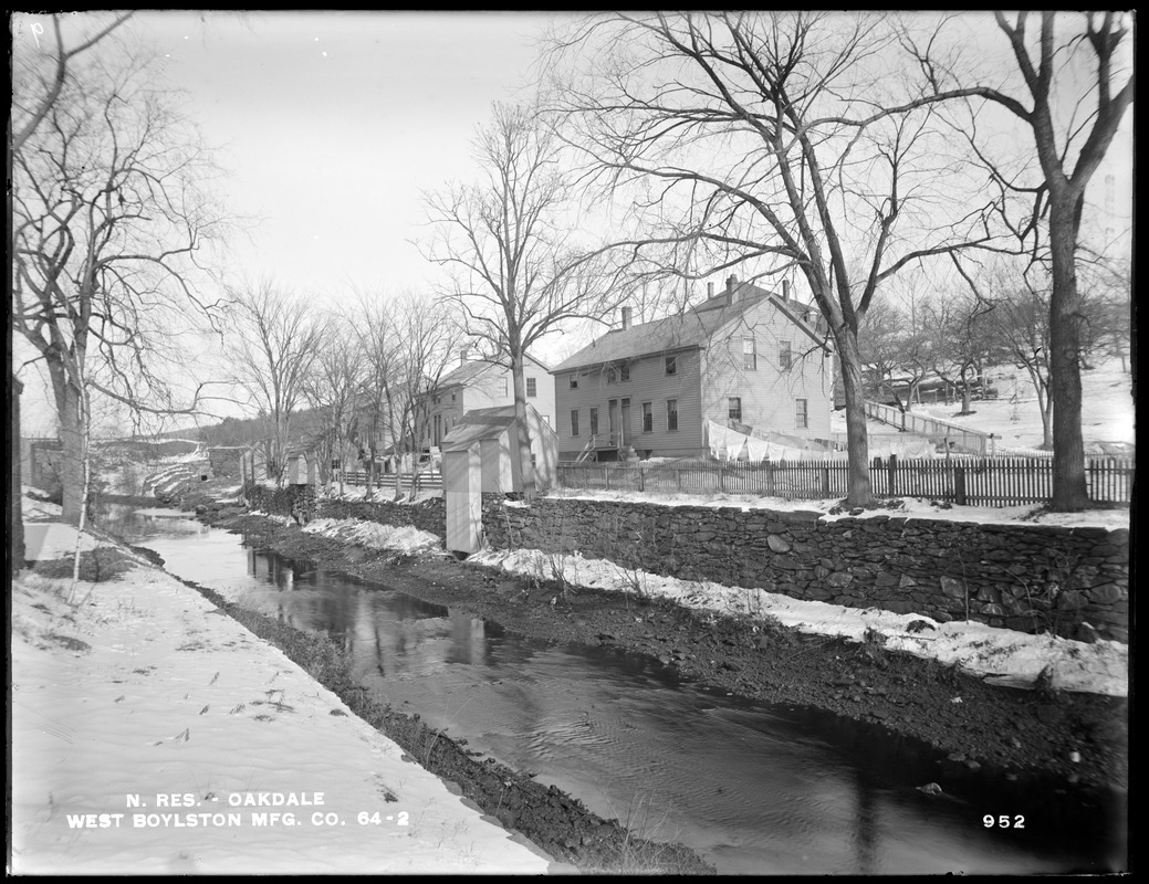 Wachusett Reservoir, West Boylston Manufacturing Company's houses, on the west side of private way, leading off of North Main Street, near Pleasant Street, from the southwest in North Main Street, at west end of carriage bridge, Oakdale, West Boylston, Mass., Dec. 22, 1896