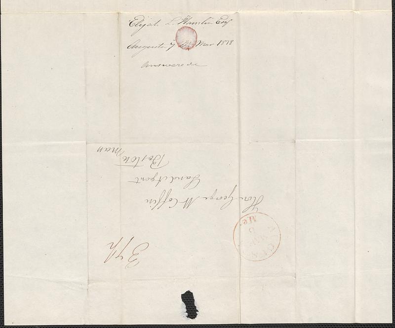 Elijah L. Hamlin to George Coffin, 8 March 1838 - Digital Commonwealth