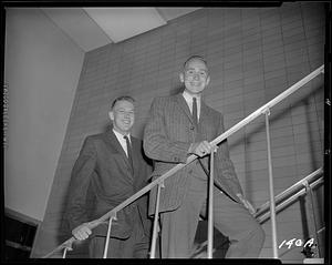 Two Springfield College students on stairway