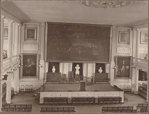 Faneuil Hall, Boston, Massachusetts, interior, looking toward the stage