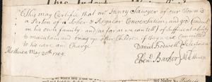 Elizabeth Love indentured to apprentice with Henry Sawyer of Methuen, 1755