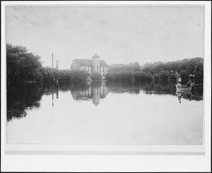 This building seen across Rosemary Lake was first used by the Hartford Cycle works for the manufacture of bicycles. Next it was occupied by Carter's Mill Number 2 and finally by the Tillotson Corp. for the manufacture of rubber wear