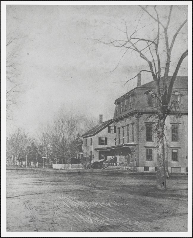 Looking west from Needham Square on Great Plain Avenue across from the railroad tracks