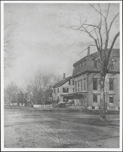 Looking west from Needham Square on Great Plain Avenue across from the railroad tracks