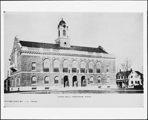 Needham Town Hall, from an early postcard