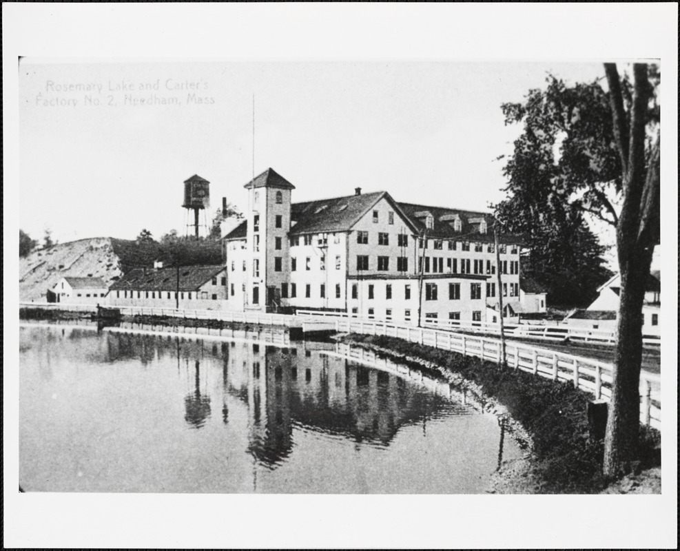 Rosemary Lake and Carter's Factory #2 on Rosemary Street, Needham, Mass.