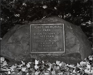 Thorpe Memorial Park plaque, late 1980s