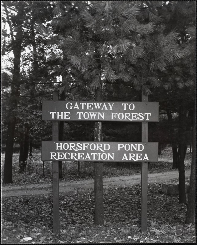 "Gateway to the town forest" sign, late 1980s