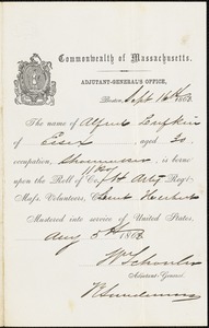 Civil War mustering certificate