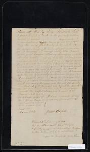 Deed of property in Barnstable sold to John Bursley of Barnstable by Joseph Bodfish of Wells, VT