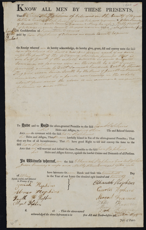 Deed of property in Brewster - Digital Commonwealth