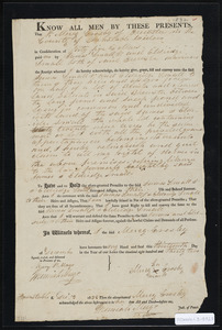 Deed of property in Brewster sold to James Small Jr. and Eldridge Small of Brewster by Mercy Crosby of Brewster