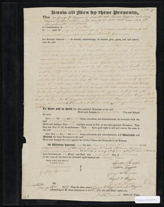 Deed of property in Brewster sold to Daniel Comings of Orleans by George W. Higgins, Simeon Higgins, and Lucy Higgins of Brewster, Orleans