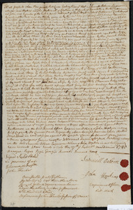 Deed of property in Chatham sold to Joseph Attwood of Chatham by Samuel Osborn (or Osborne), Experience Osborn (or Osborne), and John Hopkins of Chatham