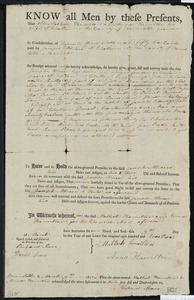 Deed of property in Chatham sold to Joseph Atwood of Chatham by Maltiah Hamilton and Anna Hamilton of Chatham