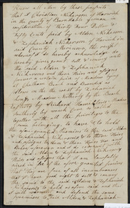 Deed of property in Chatham sold to Alden Nickerson and Zephaniah Nickerson of Harwich by Christian Nickerson of Harwich
