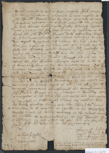 Deed of property in Eastham sold to John Doane (Junior?) of Eastham (?) by Edward Banges