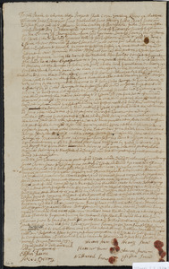 Deed of property in Eastham/Harwich sold to (Brothers dividing up the remainder of father's lands) of Eastham by Thomas Snow, Ebenezer Snow (Jr.), Nathaniel Snow, Henry Snow, Aaron Snow, and Elisha Snow of Eastham