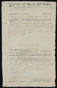 Deed of property in Eastham sold to Eli Small of Eastham by Barnabus Eldredge of Eastham