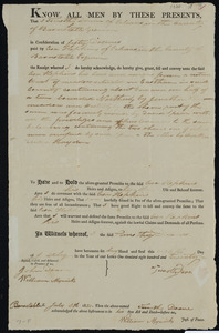 Deed of property in Eastham sold to Asa Hopkins of Orleans by Timothy Doane of Orleans