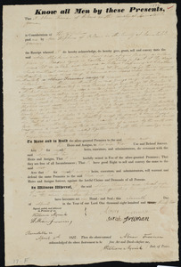 Deed of property in Eastham. Orleans sold to Asa Hopkins of Orleans by Abner Freeman of Orleans