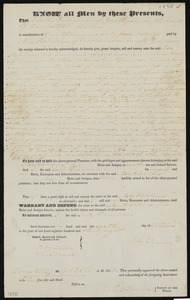 Deed of property in Eastham sold to Asa Hopkins of Orleans by Sally Freeman of Eastham