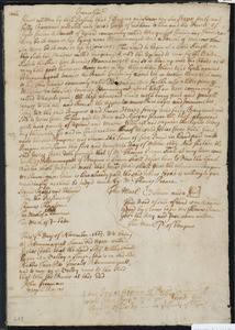 Deed of property in Harwich (Weequasett/Potonumaquat) sold to Jonas Cook of Eastham by J____(illegible) Anderson of Eastham
