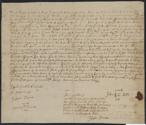 Deed of property in Harwich sold to Joseph Cole of Harwich by John Cole of Harwich