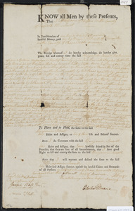 Deed of property in Harwcih sold to Benjamin Small by Elisha Doane of Harwich