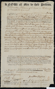 Deed of property in Orleans sold to Samuel Higgins Jr., Rebecca Higgins, James Phinney, and Stephen Griffith of Orleans and Harwich by Jonathan Hopkins of Orleans