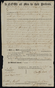 Deed of property in Orleans/Brewster sold to Samuel Higgins Jr. of Orleans by Timothy Doane of Orleans