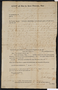 Deed of property in Orleans sold to Thomas Mayo of Orleans by Asa Rogers of Orleans
