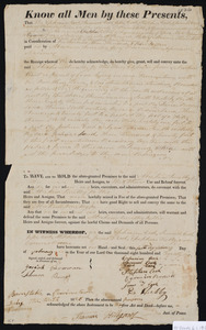 Deed of property in Provincetown sold to Abraham Smalley Jr. of Provincetown by Ephraim Cook, Samuel Cook, Jesse Cook, Stephen Cook, James T. Cook, Epaphras Kibby, and Cyrenius Brown of Provincetown, Lynn, Orland ME