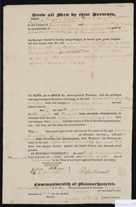 Deed of property in Provincetown sold to Abraham Smalley Jr. of Provincetown by Rufus Conant of Provincetown