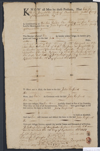 Deed of property in Sandwich sold to John Parsivell of Sandwich by James Otis and Joseph Otis of Barnstable