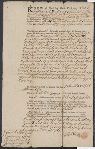 Deed of property in Sandwich sold to John Parsivell by Nathaniel Fuller of Sandwich