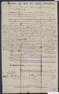 Deed of property in Sandwich sold to Timothy Percival by Benjamin Percival of Sandwich