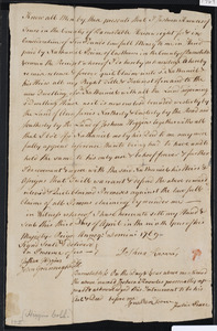 Deed of property in Truro sold to Nathaniel Paine of Eastham by Joshua Knowles of Truro